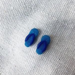Navy & Teal Clay Flip Flop Earrings